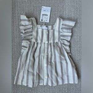 NWT Zara size 3-4T -white with pink and blue stripes -girly Summer shirt